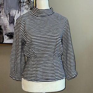Madewell High Neck Structured Balloon Stripe Top XS